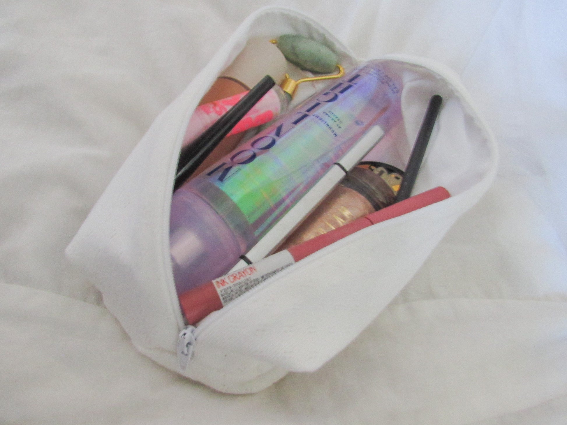 White Pointelle Makeup Bag